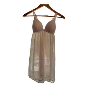 Intimo Donatella Babydoll Pink Sheer Size Medium 2 Piece NWT